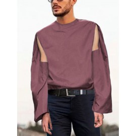 Mens Cutout Sleeves Round Neck Loose T-shirts