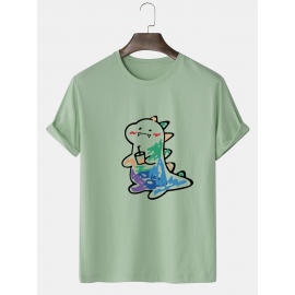 Mens Cartoon Animal Graphic Short Sleeve 100% Cotton T-Shirts