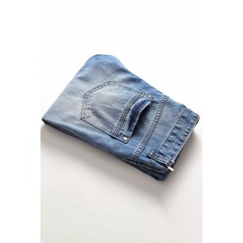 Blue Wash Distressed Slim-fit Men's Jeans