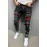 Black Plaid Patchwork Distressed Slim-fit Men's Jeans