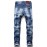 Men's Badge Pattern Patchwork Paint Splash Slim-fit Jeans