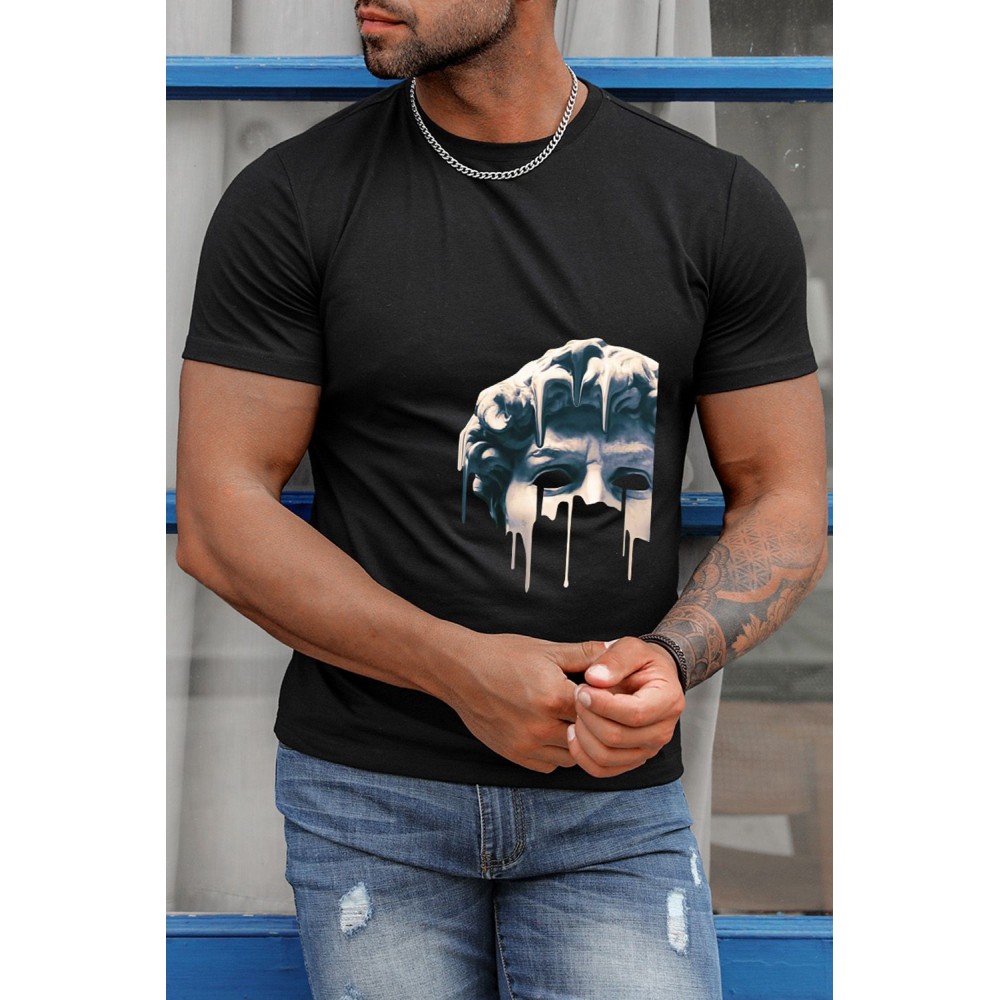 Black Abstract Graphic Print Short Sleeve Men's Tee Black Abstract Graphic Print Short Sleeve Men's Tee