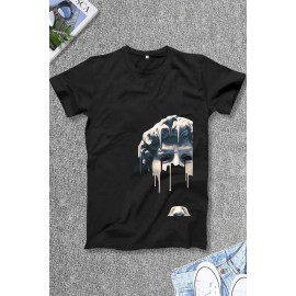 Black Abstract Graphic Print Short Sleeve Men's Tee