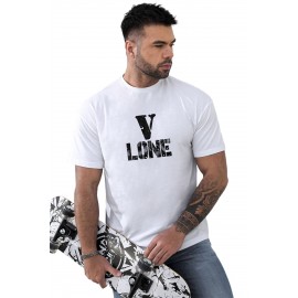 White V LONE O-neck Short Sleeve Men's T Shirt