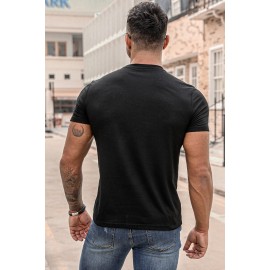 Black Men's Plain Poker Print T Shirt