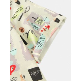 ChArmKpr Mens Colorful Element Pattern Print Loose Light Short Sleeve Shirts