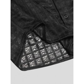 Mens Casual Mesh Check Long-sleeved Shirts