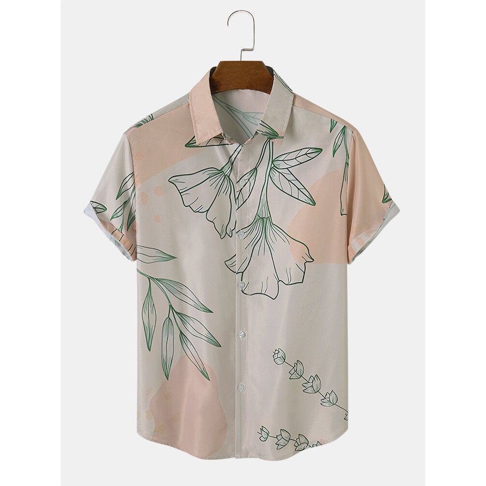 Men Floral Print Vacation Soft Comfy Breathable All Matched Shirts Men Floral Print Vacation Soft Comfy Breathable All Matched Shirts