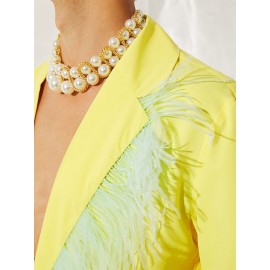 Men Feather Fringe Crop Shirt