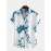 Mens Chinese Style Porcelain Floral Printed Short Sleeve Turn Down Collar Casual Shirt