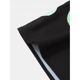 Mens Abstract Flame Print Button Up Short Sleeve Shirt